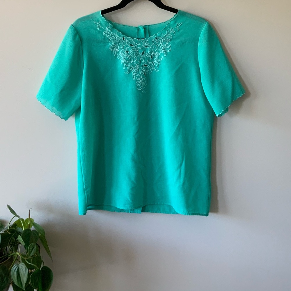 Turquoise Embroidered Blouse